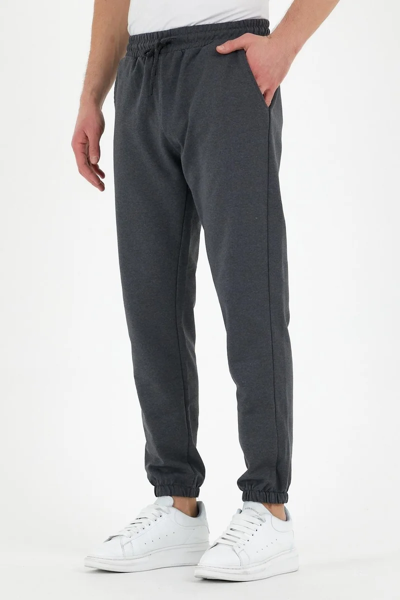 mmetalic Anthracite Men's Tracksuit Bottoms Labeled Back and Side Pockets Regular Fit Elastic Legs