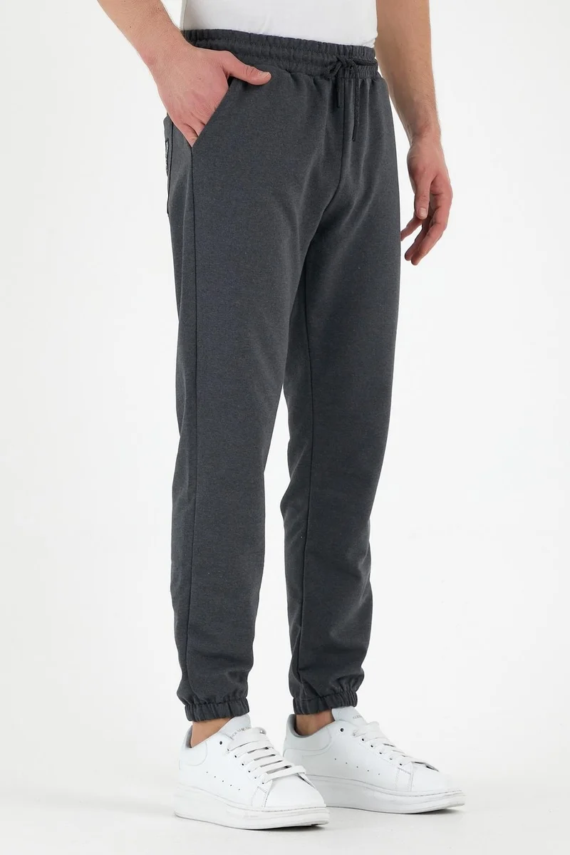 mmetalic Anthracite Men's Tracksuit Bottoms Labeled Back and Side Pockets Regular Fit Elastic Legs