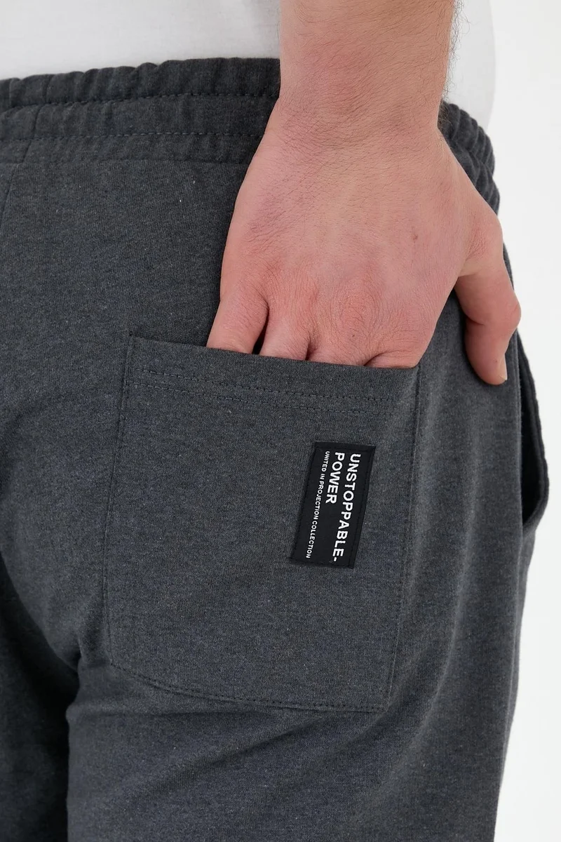 mmetalic Anthracite Men's Tracksuit Bottoms Labeled Back and Side Pockets Regular Fit Elastic Legs