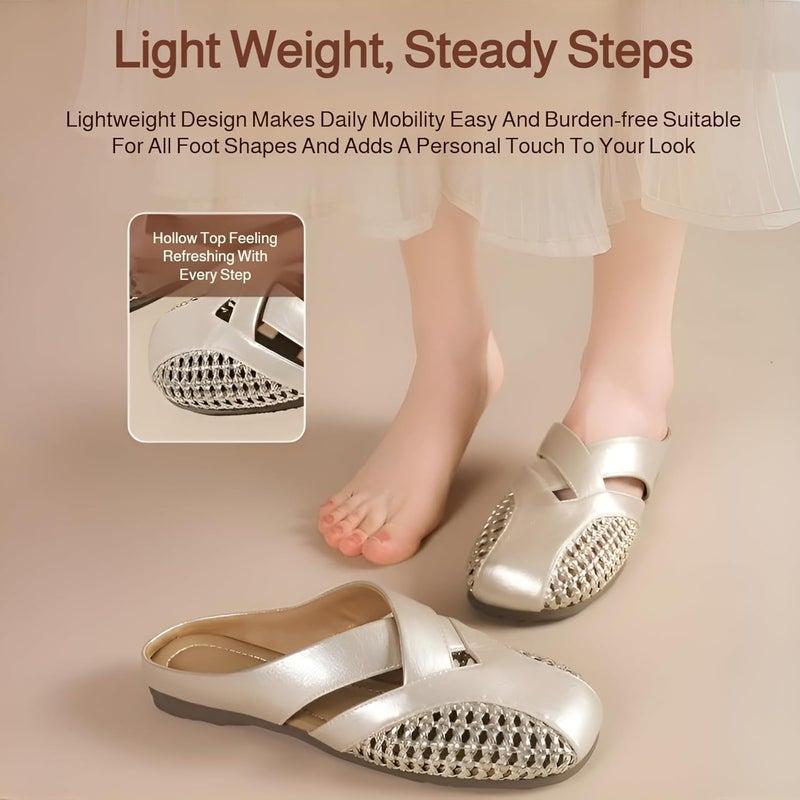 Generic Women's Mules Square Toe Closed Toe Sandals Open Back Braided Slip-On Flats - Image 4