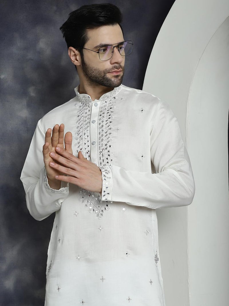 Jompers Men's Cotton Silk Embroidered Kurta with Full Sleeves - Image 5