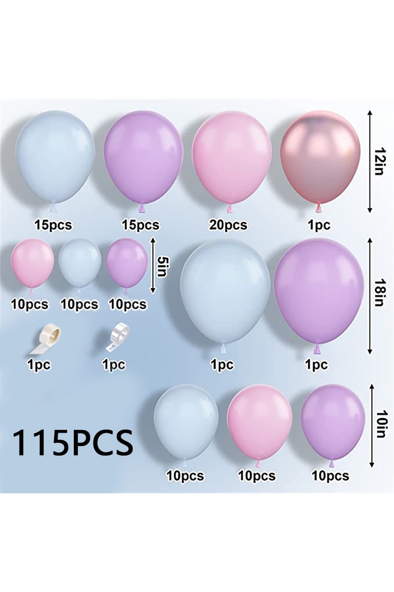 Other MULTI 115pcs Blue Purple Pink Latex Balloon Arch Kit, 18/12/10/5 four different sizes latex ba