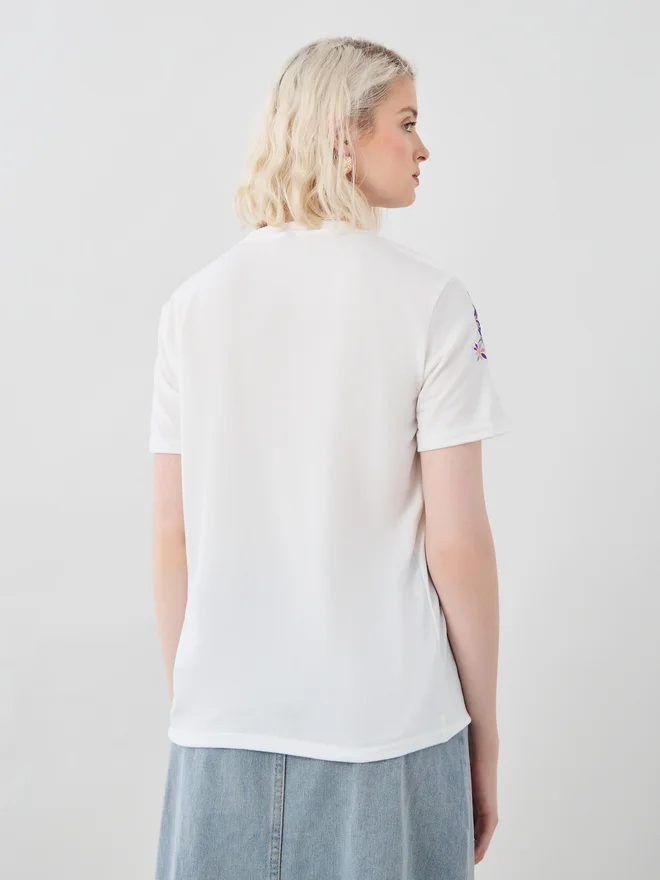 Take Two Take Two Embroidered Round Neck Short Sleeve T-Shirt