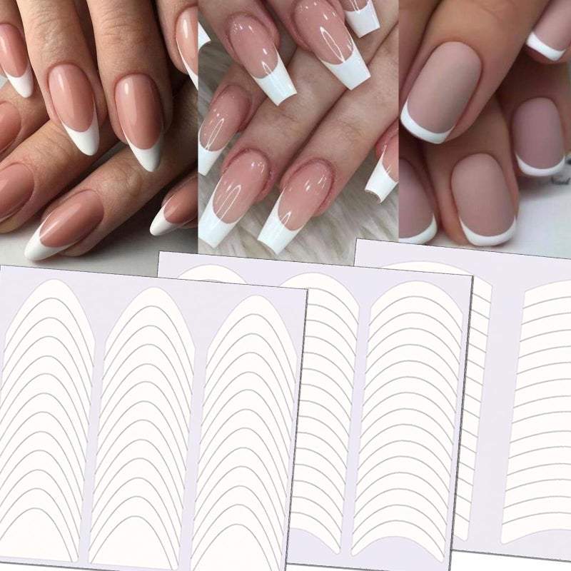 TailaiMei TailaiMei 36 Sheets 1368 Pieces French Manicure Nail Art Stickers 3 Designs SelfAdhesive Nail Tips Guides for DIY Decoration Stencil Tools 3 Moon Shape Design 36 Sheets