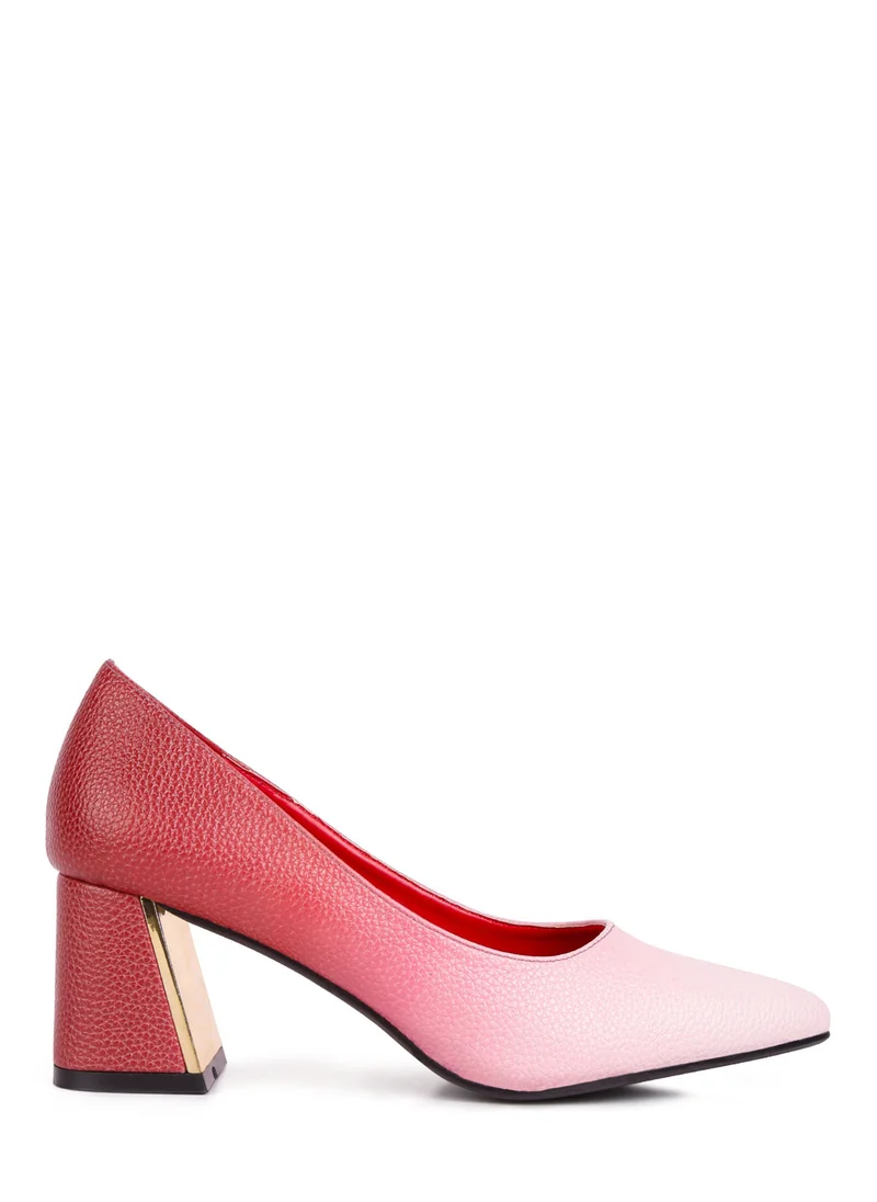 London Rag Red & White Metallic Accent Block Heel Pumps