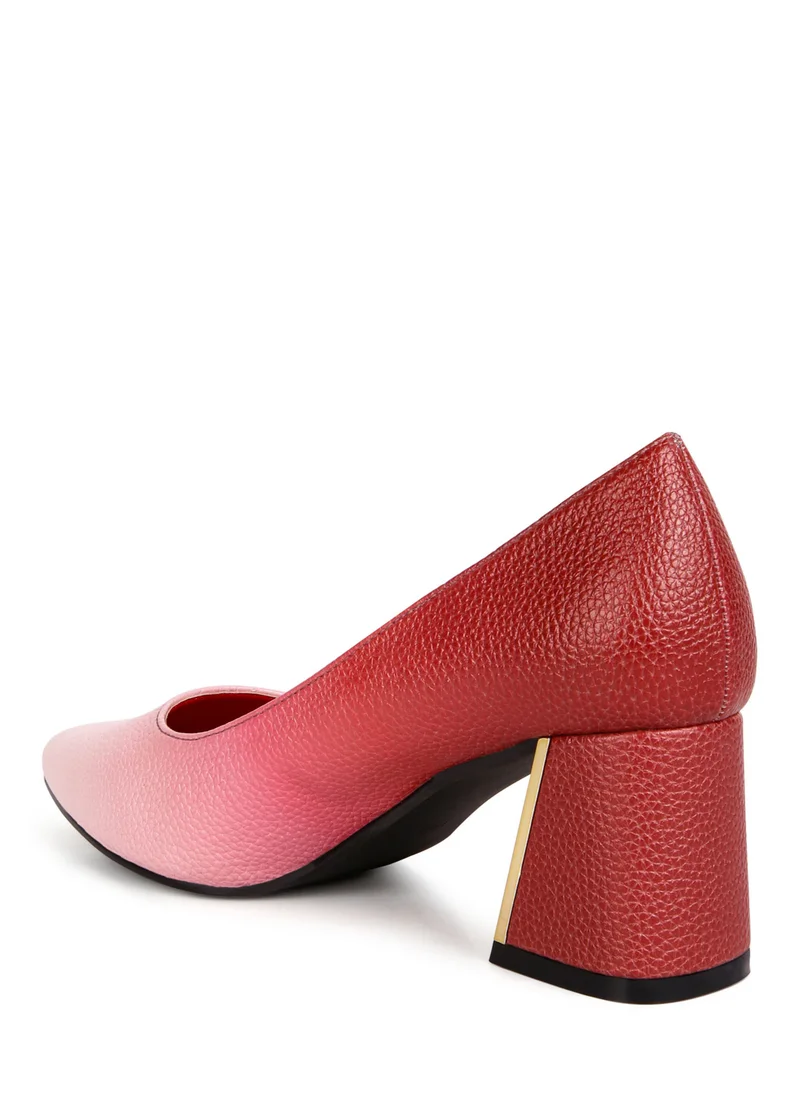 London Rag Red & White Metallic Accent Block Heel Pumps