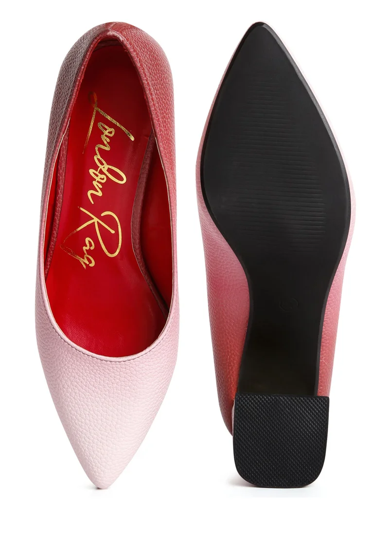 London Rag Red & White Metallic Accent Block Heel Pumps