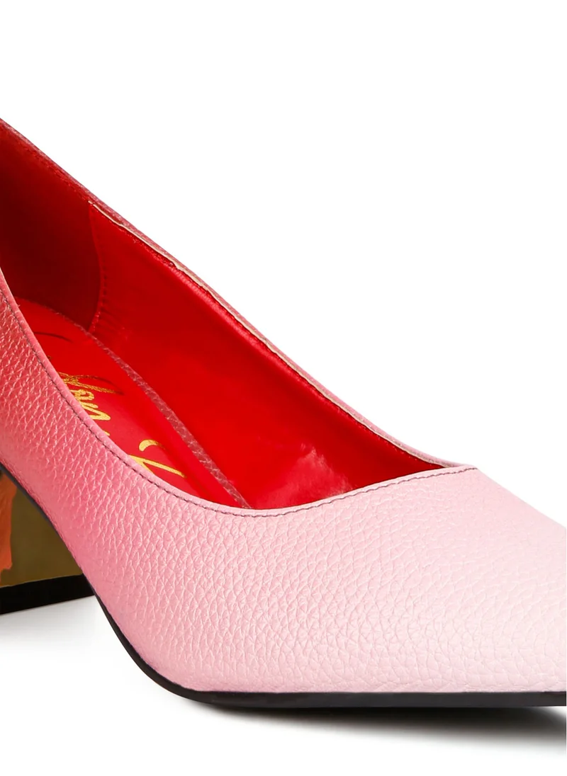 London Rag Red & White Metallic Accent Block Heel Pumps