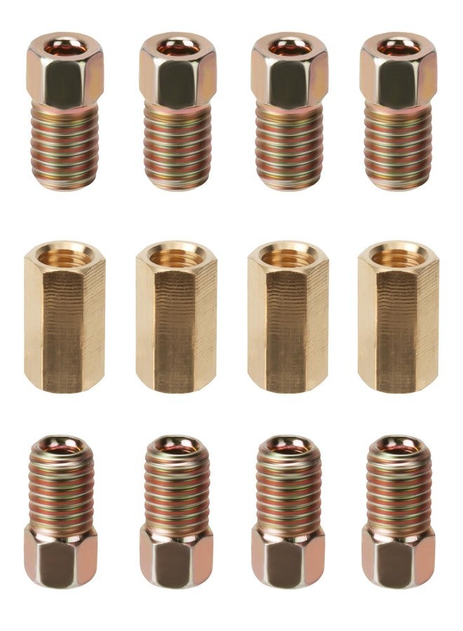 ecocstm 3/16 Brake Line Pressure Fittings, 12 Pieces 3/8 Inch-24 Threads Brass Brake Line Fitting Assortment for 3/16 Inch Brake Line Tube (4 Unions, 8 Nuts) - Image 1