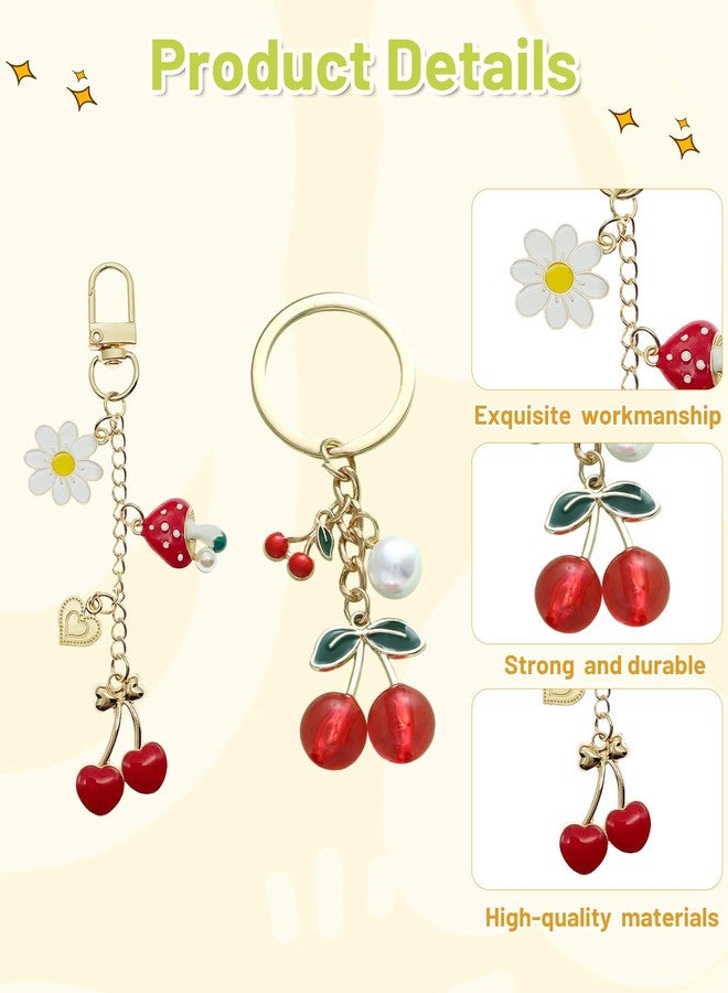 FFZDENA 2PCS Keychain for Girls Cute Cherry Keychain, Red Bag Charms for Handbags, Aesthetic Key Chain for Girl, Key Ring for Girl, Cherry Keychains Charm for Personal Style & Gift Giving - Image 3