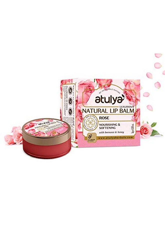 atulya Rose Natural Lip Balm With Bees Wax & Honey ; Nourishing Lip Balm For Soft Lips ; Lip Balm For Velvety Lips ; Unisex Formula - Image 2