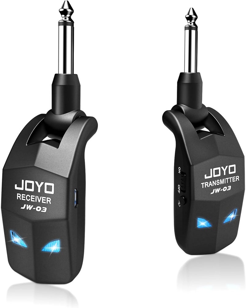 جويو نظام JOYO اللاسلكي للجيتار بتردد 2.4 جيجاهرتز، 4 قنوات، جهاز إرسال واستقبال لاسلكي صوتي قابل لإعادة الشحن للجيتار والباس والآلات الكهربائية (JW-03) - Image 1