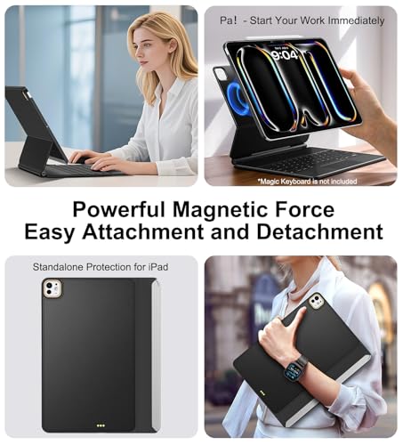Matekxy Magic-Keyboard Compatible Case for iPad Pro 13 inch M4/M5 2024/2025, Cover for Smart MagicKeyboard Folio Slim Durability, with Durable Leather Surface, (Keyboard Not Included), Black - Image 5