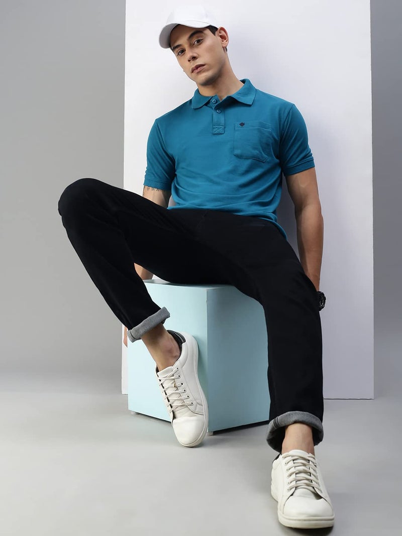 ONN Men's Peacock Blue Half Sleeves Polo Collar T-Shirt with Pocket(Size : 3X-Large) - Image 5