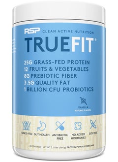 Rsp Truefit - Grass Fed Lean Meal Replacement Protein Shake, All Natural Whey Protein Powder With Fiber & Probiotics, Non-Gmo, Gluten-Free & No Artificial Sweeteners, 2 Pounds (Vanilla)