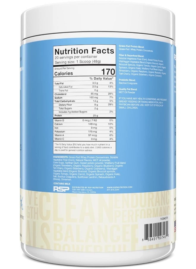 RSP Nutrition - Rsp Truefit - Grass Fed Lean Meal Replacement Protein Shake, All Natural Whey Protein Powder With Fiber & Probiotics, Non-Gmo, Gluten-Free & No Artificial Sweeteners, 2 Pounds (Vanilla) - Image 1