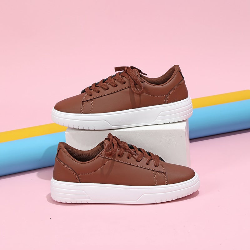 Korean-style trendy board shoes thick-soled comfortable casual sports shoes lace-up versatile flat shoes for lovers trendy shoes - Image 1