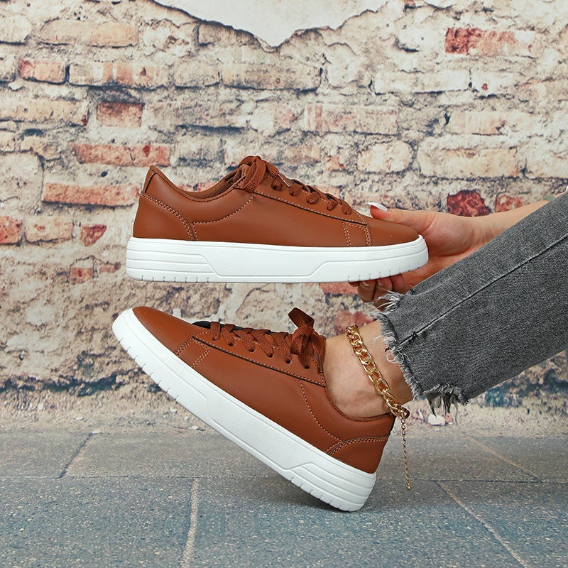 Korean-style trendy board shoes thick-soled comfortable casual sports shoes lace-up versatile flat shoes for lovers trendy shoes - Image 2