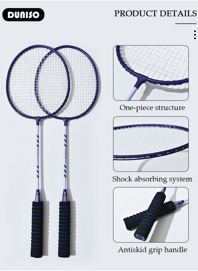 DUNISO Badminton Rackets Set,Badminton Rackets,Lightweight Badminton Racquet with 3 Shuttlecocks and 1 Carrying Bag,Badminton Backyard Games for Outdoor,Garden,Beach,Family Fun Game for Beginners, 2 Player  - Image 3
