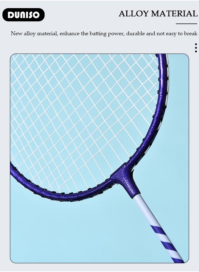 DUNISO Badminton Rackets Set,Badminton Rackets,Lightweight Badminton Racquet with 3 Shuttlecocks and 1 Carrying Bag,Badminton Backyard Games for Outdoor,Garden,Beach,Family Fun Game for Beginners, 2 Player  - Image 2