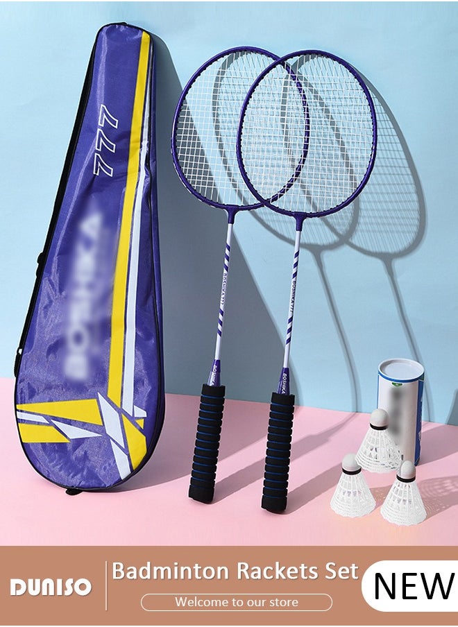 DUNISO Badminton Rackets Set,Badminton Rackets,Lightweight Badminton Racquet with 3 Shuttlecocks and 1 Carrying Bag,Badminton Backyard Games for Outdoor,Garden,Beach,Family Fun Game for Beginners, 2 Player  - Image 1