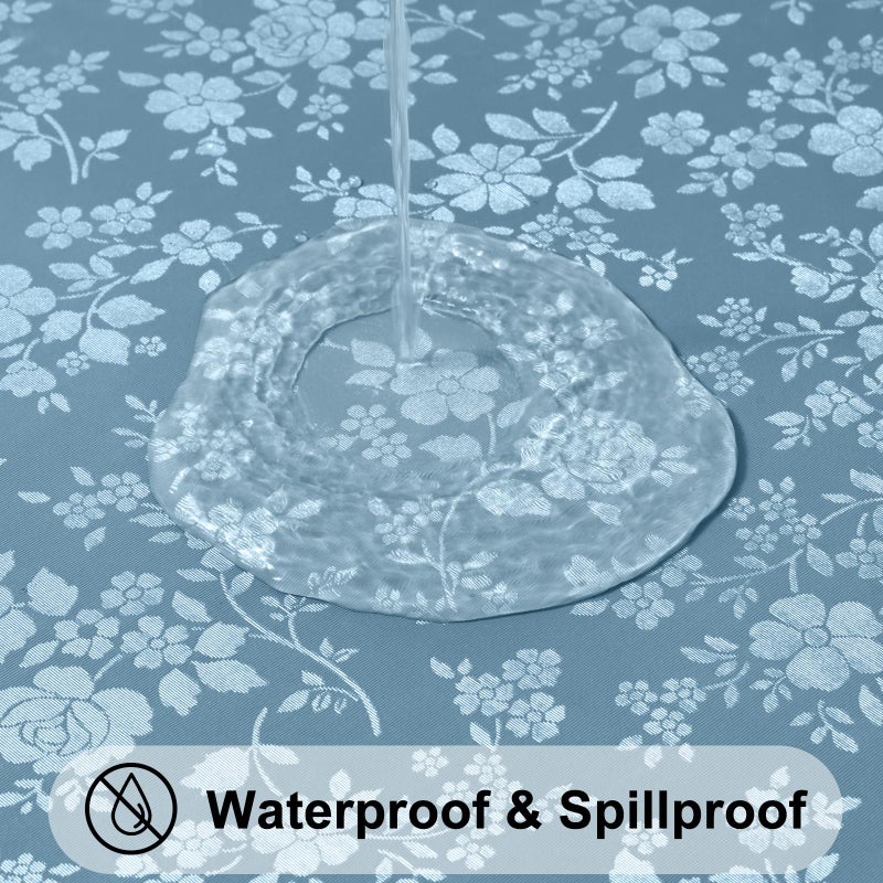 Smiry Round Table Cloth, Waterproof Heavy Duty Vinyl Tablecloths, Wipeable Washable Table Cover for Kitchen and Dining Room (Stone Blue, 60" Round) - Image 2