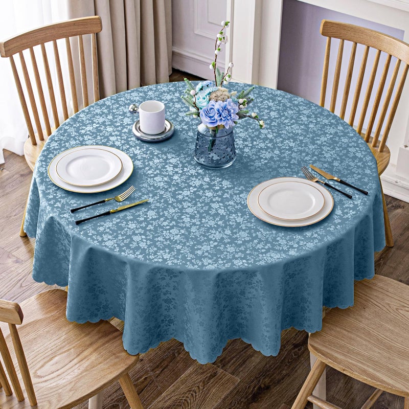 Smiry Round Table Cloth, Waterproof Heavy Duty Vinyl Tablecloths, Wipeable Washable Table Cover for Kitchen and Dining Room (Stone Blue, 60" Round) - Image 1