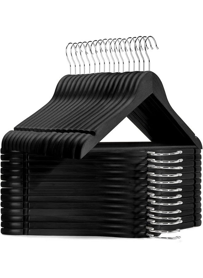 WHISKET WHISKET Solid Wood Hangers,Premium Wood Hangers with 360-Degree Rotatable Hook and Notches, Natural, Heavy Duty Wood Hangers for Coats, Suits, Jackets, Closet (Black) [ Pack of 12]  - Image 1