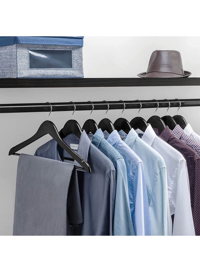 WHISKET WHISKET Solid Wood Hangers,Premium Wood Hangers with 360-Degree Rotatable Hook and Notches, Natural, Heavy Duty Wood Hangers for Coats, Suits, Jackets, Closet (Black) [ Pack of 12]  - Image 4