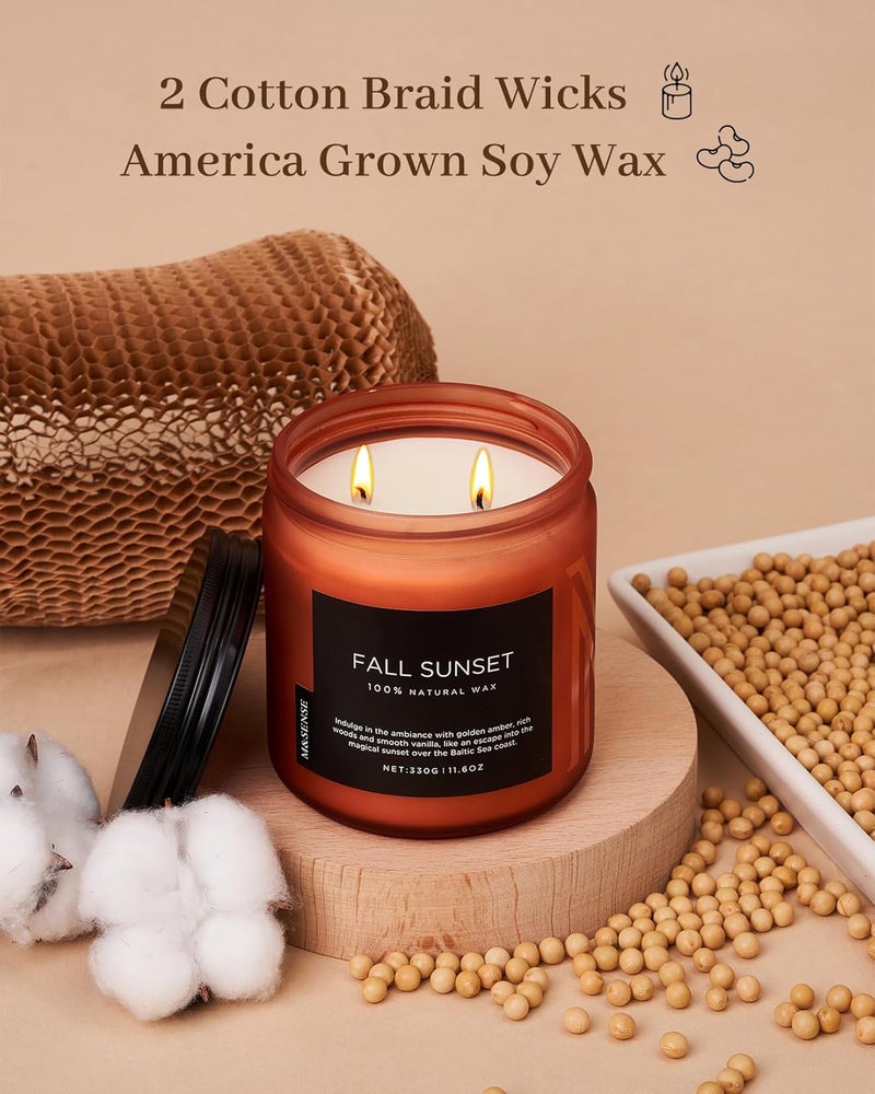 إم آند سينس شمعة M&SENSE المعطرة برائحة الكهرمان البلطيقي والصندل، 11.6 أونصة شمع صويا طبيعي نقي، غير سام، برطمان بفتيلين قطني، وقت احتراق حتى 70 ساعة، هدية تزيين منزل للبيت - Image 3