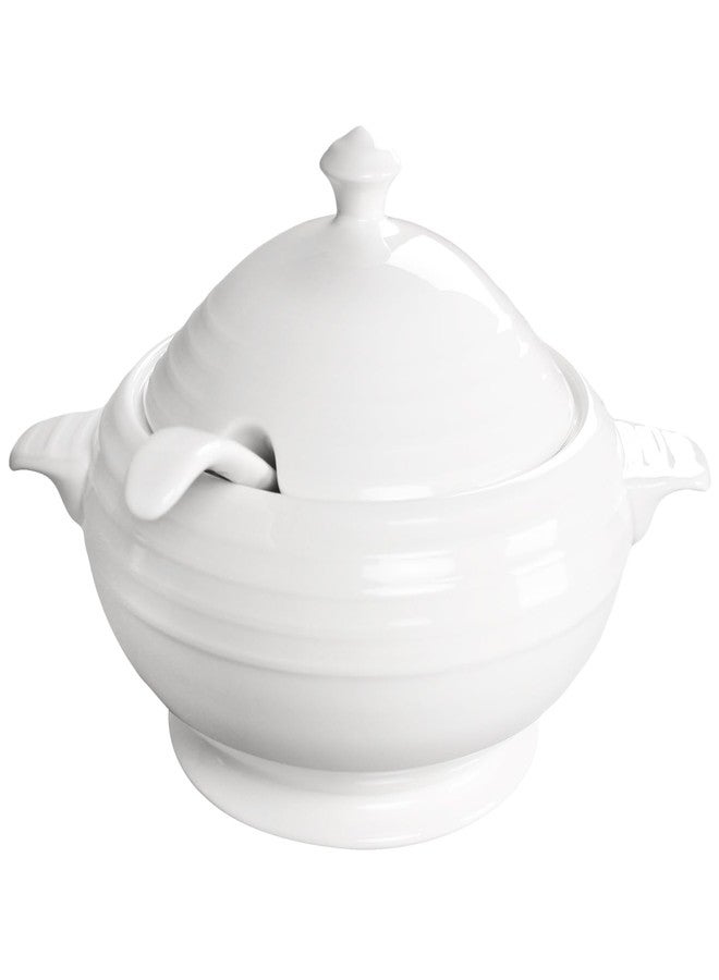 Creativity Home Casserole Dish, 88 ounce Spherical shape Casserole Dish With Lid, Oven to Table Porcelain Serving Handles, for Dinner and Party, Dishwasher and Microwave Safe (11.6 Inch - Image 1