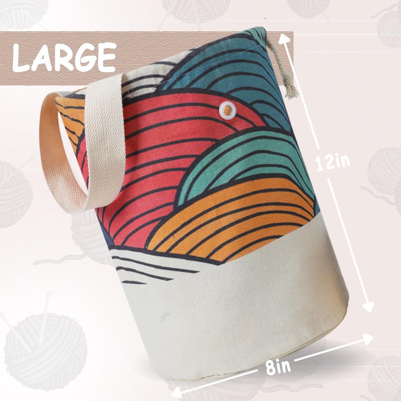 TOGETRUE Yarn Bag, Knitting Crochet Bag, Portable Yarn Storage Bags Organizer for Crocheting Project, Store Skein Ball, Short Knitting Needle (Medium, Color Arc) - Image 3