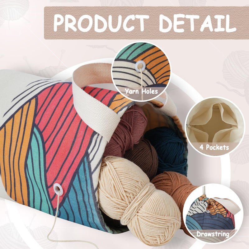 TOGETRUE Yarn Bag, Knitting Crochet Bag, Portable Yarn Storage Bags Organizer for Crocheting Project, Store Skein Ball, Short Knitting Needle (Medium, Color Arc) - Image 4