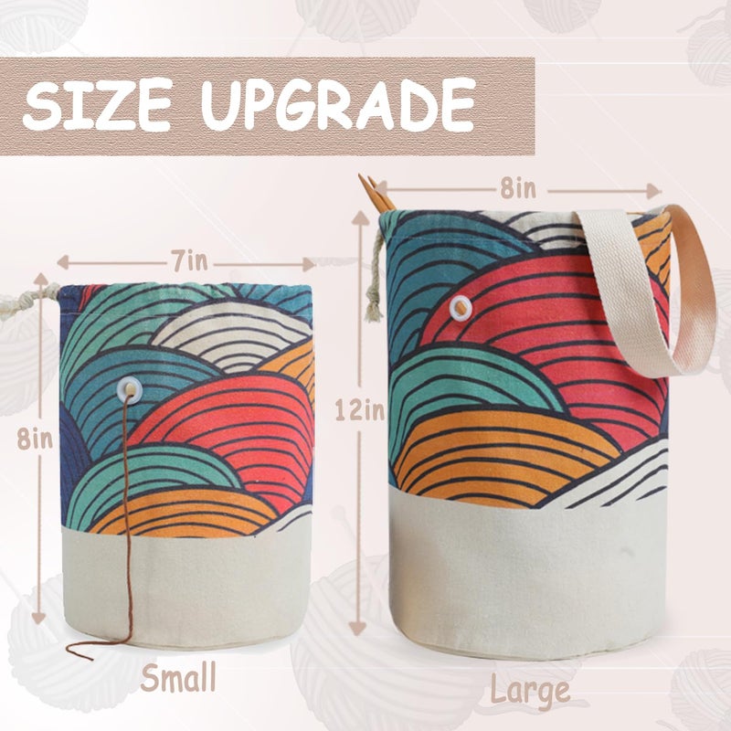 TOGETRUE Yarn Bag, Knitting Crochet Bag, Portable Yarn Storage Bags Organizer for Crocheting Project, Store Skein Ball, Short Knitting Needle (Medium, Color Arc) - Image 2