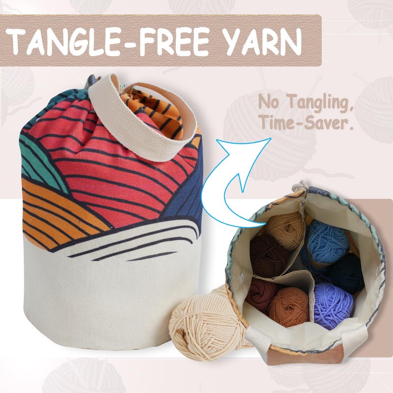 TOGETRUE Yarn Bag, Knitting Crochet Bag, Portable Yarn Storage Bags Organizer for Crocheting Project, Store Skein Ball, Short Knitting Needle (Medium, Color Arc) - Image 5