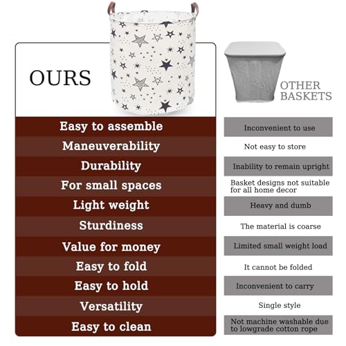 TeLUVHome Waterproof Laundry Hamper Collapsible Laundry Basket Leather Handle Laundry Bag Large Clothes Storage Toy Organization for Bathroom Bedroom Laundryroom College Dorms (Caisanjiao-001) - Image 4