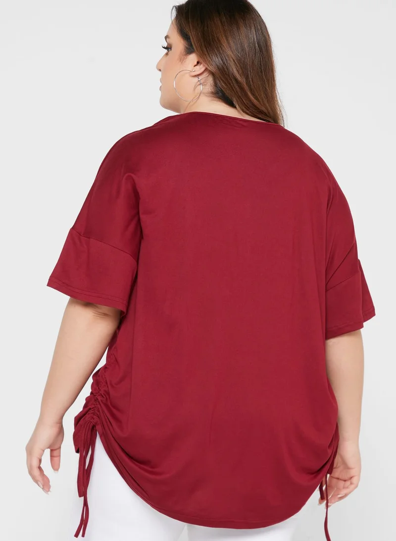 Ginger Plus Solid Drawstring Side Top