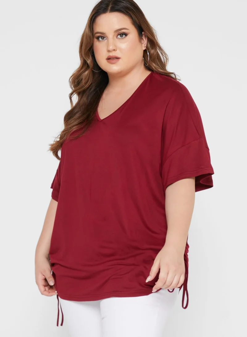 Ginger Plus Solid Drawstring Side Top