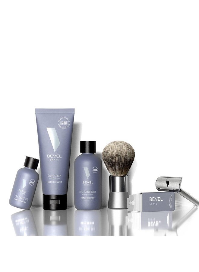 Bevel Evel Shaving Kit For Men Includes Safety Razor With 20 Replacement Blades Luxury Shaving Brush Pre Shave Oil Shave Cream And Post Shave Balm (Packaging May Vary) - Image 1