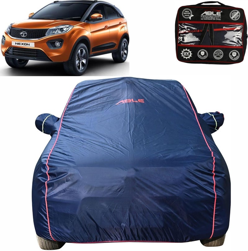 Able Parashuit Blue WR Series Car Body Cover with Mirror Pockets and Driver Door Zipper Compatible for TATA NEXON (2017 to Till Now Model) - Image 1