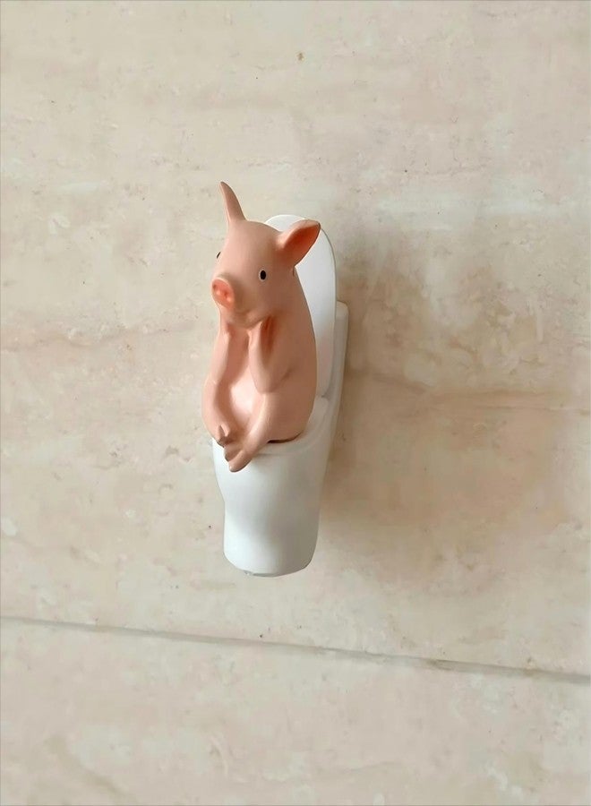 Eysinyge Miniature Pig Toilet Figurine, Funny Bathroom Decor, Cute Pig Statue for Home Decor, Fairy Garden, Desk Ornament, Unique Funny Gift 2.6 x 2.4 x 1.2 inches - Image 5