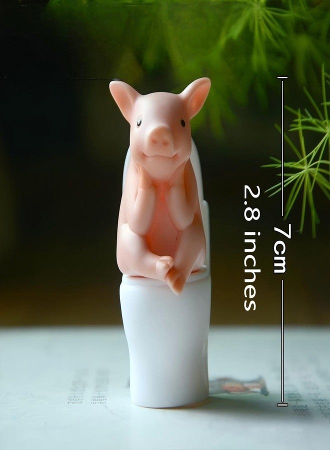 Eysinyge Miniature Pig Toilet Figurine, Funny Bathroom Decor, Cute Pig Statue for Home Decor, Fairy Garden, Desk Ornament, Unique Funny Gift 2.6 x 2.4 x 1.2 inches - Image 3