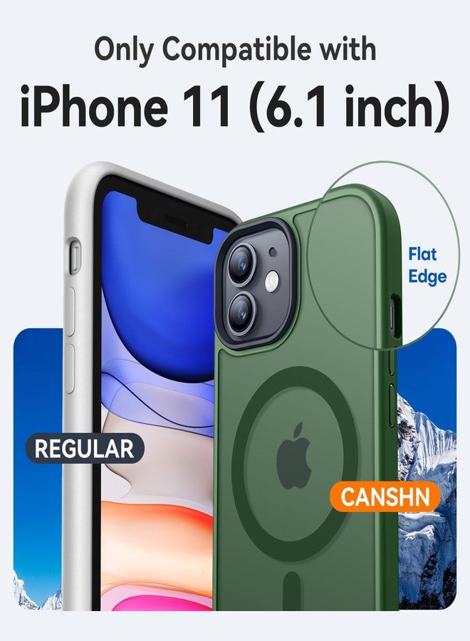 CANSHN Magnetic Matte Case for iPhone 11 [Silky Soft Touch] Translucent Shockproof Protective Case for iPhone 11 6.1 inch - Dark Green - Image 2