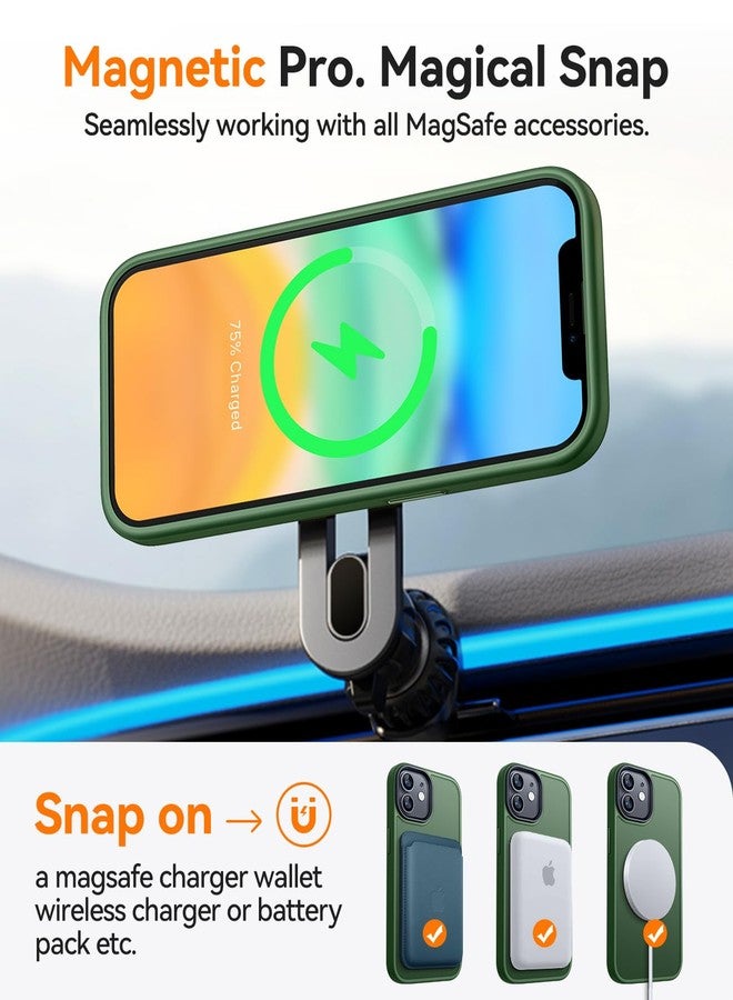 CANSHN Magnetic Matte Case for iPhone 11 [Silky Soft Touch] Translucent Shockproof Protective Case for iPhone 11 6.1 inch - Dark Green - Image 3