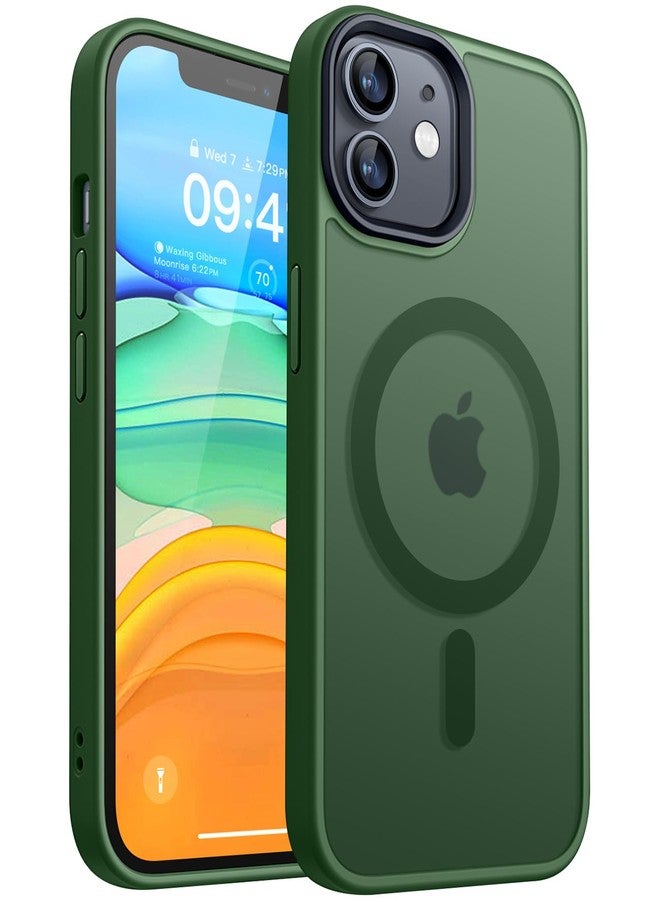CANSHN Magnetic Matte Case for iPhone 11 [Silky Soft Touch] Translucent Shockproof Protective Case for iPhone 11 6.1 inch - Dark Green - Image 1