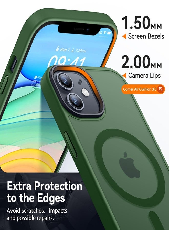 CANSHN Magnetic Matte Case for iPhone 11 [Silky Soft Touch] Translucent Shockproof Protective Case for iPhone 11 6.1 inch - Dark Green - Image 5