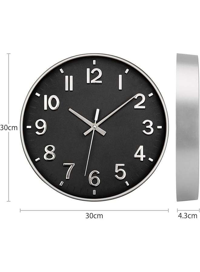 The Bros Wall Clock Silent Non-ticking Stereoscopic Numbers, Modern Round Clock Decorative for Living Room Bedroom Kitchen Office School, Battery Operated - Image 2