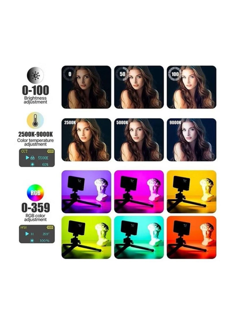 Generic W140 RGB Video Light, Portable LED Camera Light Panel 0-360 Full Color, CRI95+ 2500K-9000K Dimmable 20 Lighting Effects, 3100mAH Rechargeable LED Lighting for Photography, Video Conference, TikTok  - Image 3