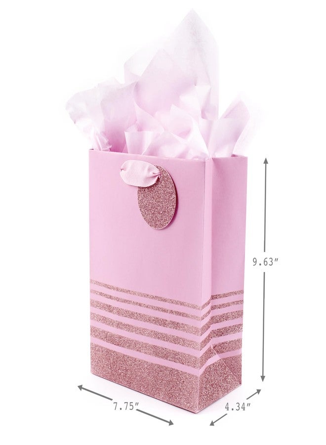 Hallmark 9" Medium Gift Bag with Tissue Paper (Pink Glitter Stripes) for Valentines Day, Birthdays, Baby Showers, Bridal Showers or Any Occasion - Image 3