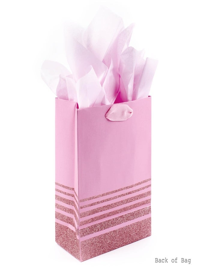 Hallmark 9" Medium Gift Bag with Tissue Paper (Pink Glitter Stripes) for Valentines Day, Birthdays, Baby Showers, Bridal Showers or Any Occasion - Image 4
